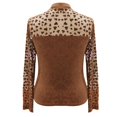 thumbnail image 6 of Bovemsi Women's Spring Sexy Love Weaving Flower Mesh Splicing Long Sleeve Slimming Bottom T Shirt, Brown Summer Women's Long Sleeve T-Shirts, L, 6 of 9