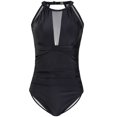 thumbnail image 4 of Women One Piece Swimsuit High Neck Plunge Ruched Tummy Control Bathing Suit, 4 of 5