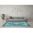 thumbnail image 3 of Ahgly Company Indoor Square Medallion Light Blue Traditional Area Rugs, 8' Square, 3 of 4