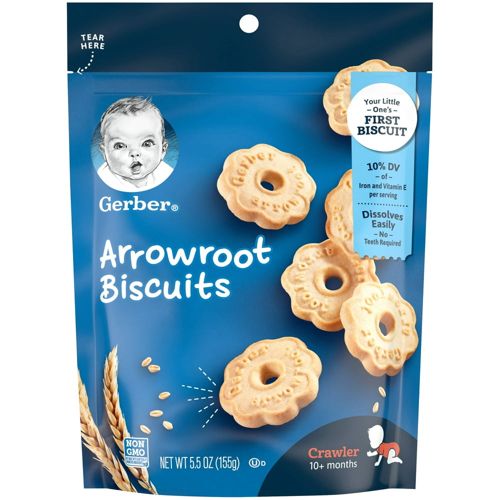Gerber Arrowroot Cookie Biscuits, 5.5 Oz (Pack of 4)