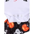thumbnail image 4 of Barboteuse pour Bébé Fille, Pantalon de Noël, Col Rond Manches Longues, Bandeau Imprimé Cartoon Ghost, Ensemble 3 Pcs, 4 of 5