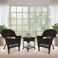 thumbnail image 3 of Jeco 3 Piece Wicker Conversation Set in Espresso with Black Cushions, 3 of 11
