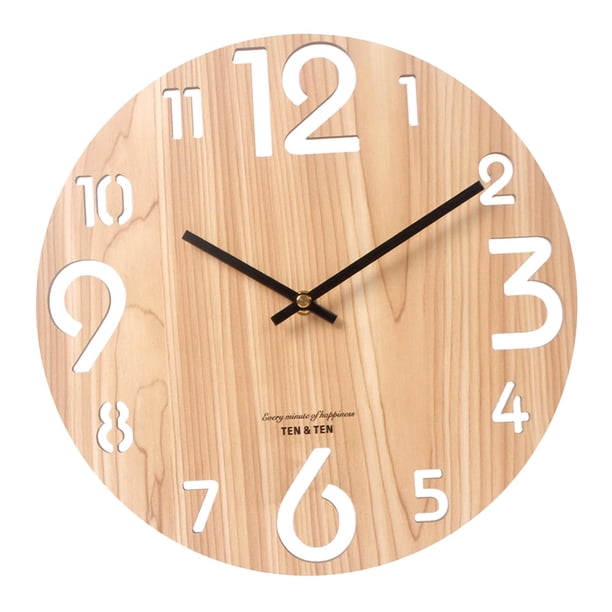 Reloj de pared de madera apilable tridimensional de 30 cm para el hogar y la oficina. 414