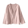 thumbnail image 4 of Lightweight Cotton Cardigans for Women Casual Solid Color Long Sleeve V Neck Loose Pullover Shirts Lightweight Stretch Base Layer Shirt Womens Oversized Cardigan,Pink,L, 4 of 4