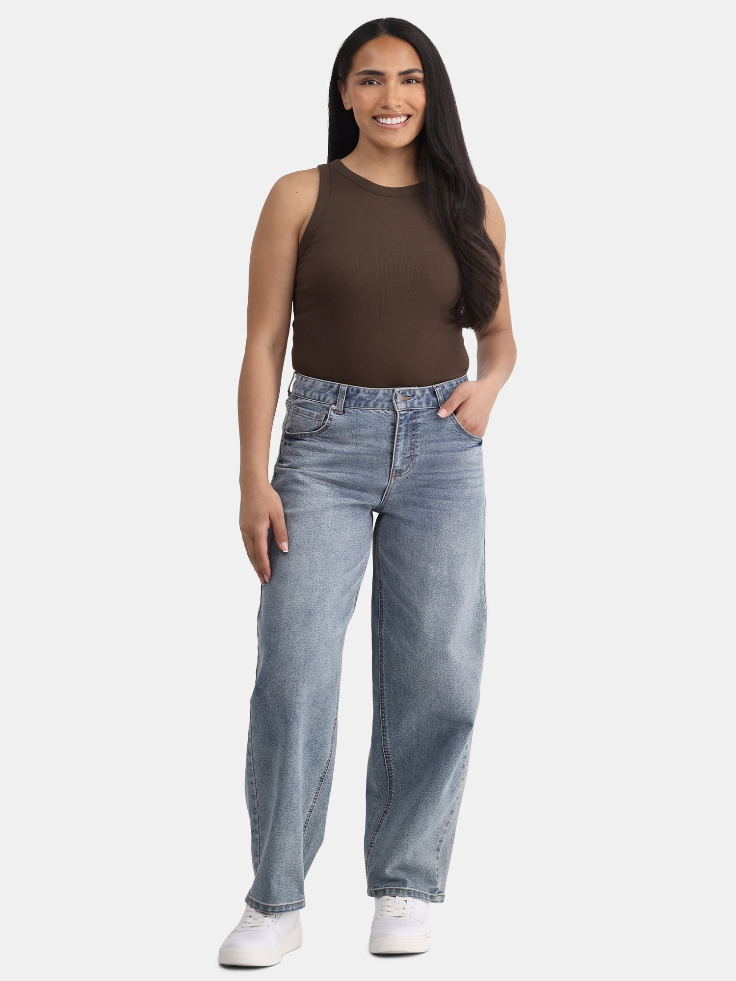 Time and Tru Women's High Neck Ribbed Tank Top, Sizes XS-XXXL