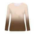 thumbnail image 5 of YWDJ Shirts for Women Graphic Tees Long Sleeve Dip Dye with Crew Neck Long Sleeve Khaki M, 5 of 5