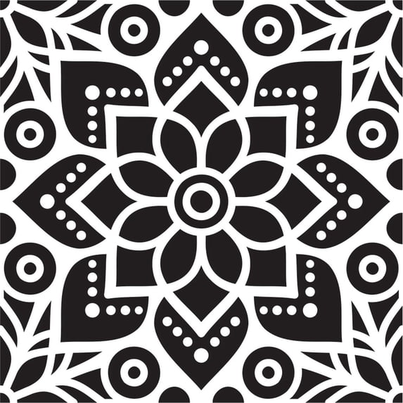Printtoo Craft Textile Square Floral Mandala Pattern Wooden Rubber Stamp Scrap-booking-3 x 3 Inches