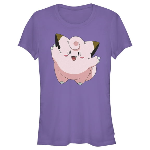Junior's Pokemon Clefairy Large Portrait Graphic Tee Purple Medium