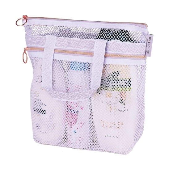 Bath & Shower Organizer with Zip Pockets for Travel Gym Beach Use – Portable Caddy Tote for Sunscreen and
