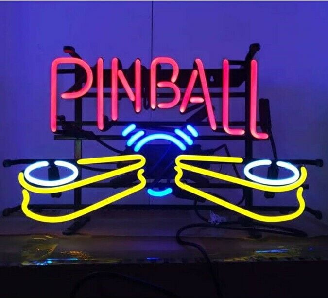 New Play Pinball Here Bar Cub Decor Artwork Real Glass Neon Light Sign 20"x16" 