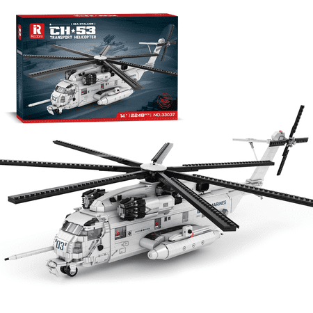 Reobrix CH-53 Military Helicopter Building Set, 2192Pcs Transport Aircraft Model Kit, Gift for Adults Teens & Military Collectors