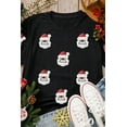thumbnail image 5 of Women's Black Father Christmas Sequin Graphic T-Shirt - Cute Cartoon Santa Claus Design | [ZhiHiMeRi] | (US 20-22)2XL, 5 of 5