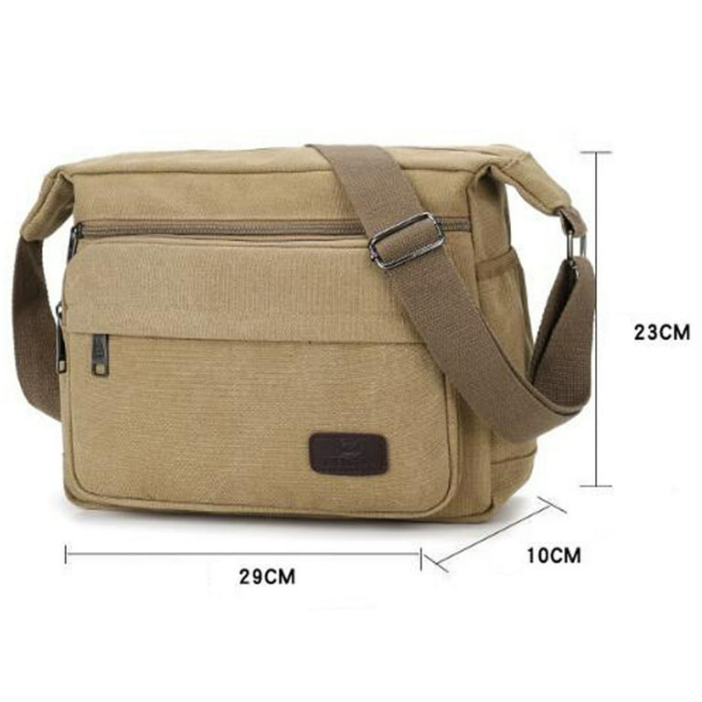 Man Canvas Messenger Bag Large Crossbody Bag with Multiple Pockets