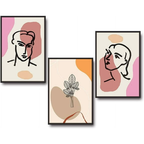 IDEA4WALL 3 Piece Framed Canvas Wall Art for Living Room, Bedroom Mattis and Brutalist Canvas Prints for Modern Home Decoration Ready to Hang