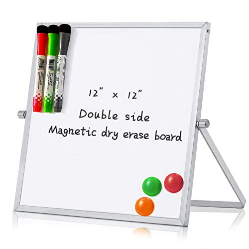 Merlerner 12 X 12 Small Magnetic Dry Erase White Board Mini Portable Dual Sided Desktop Whiteboard Easel 360 Rotation For Officehomeschool Walmart Com Walmart Com