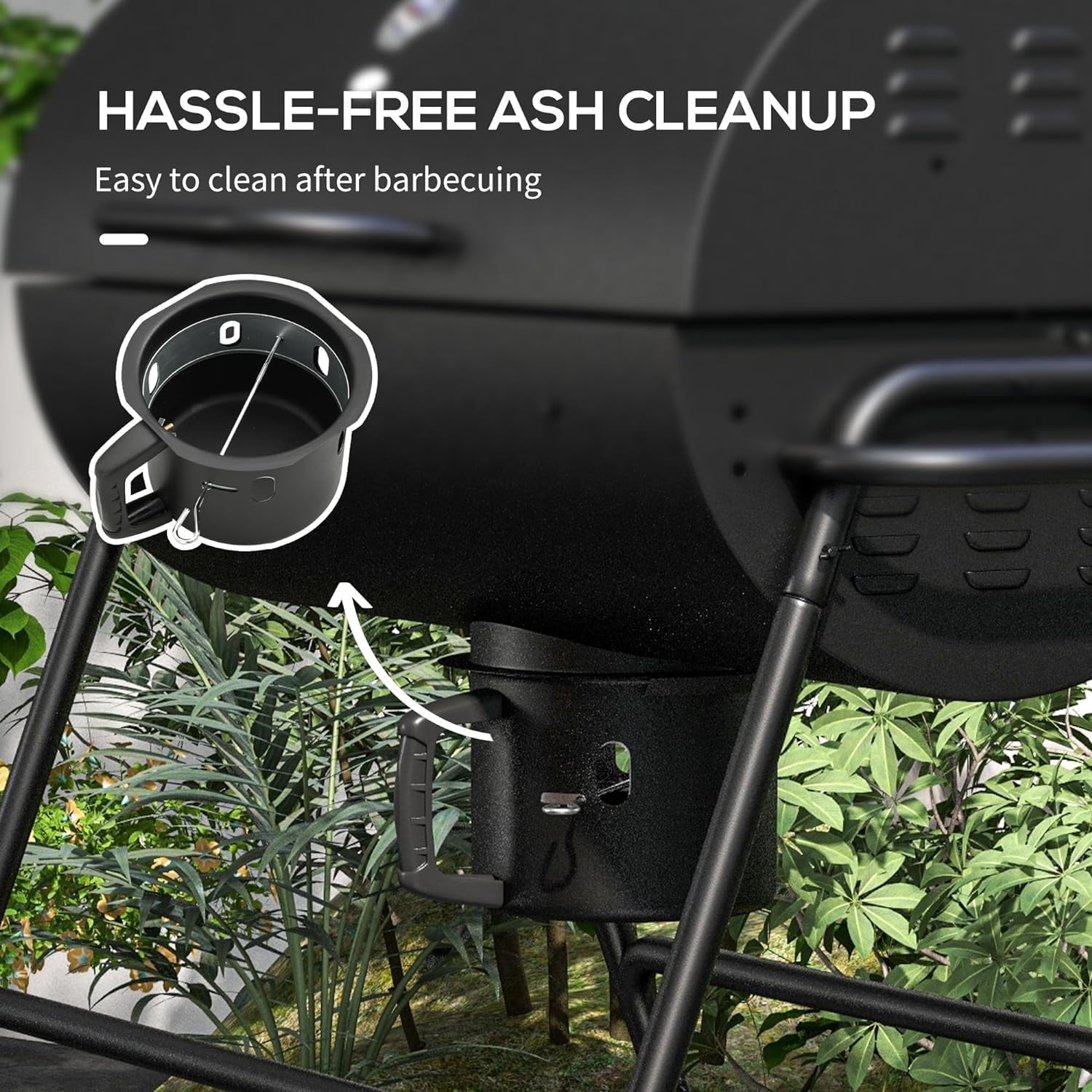 Barrel Charcoal BBQ Grill with 420 sq.in. Cooking Area, Outdoor Barbecue with Wheels, Ash Catcher and Built-in Thermometer for Patio Picnic, Backyard Party, Black