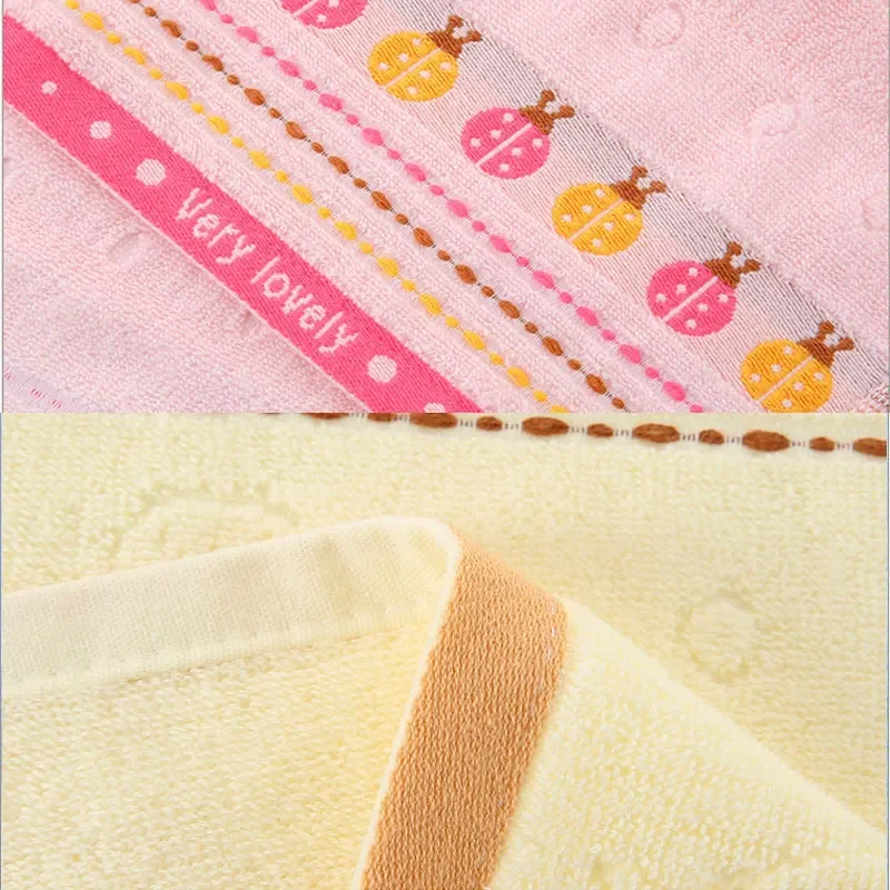 JJYY Pure Cotton Children's Towel Set 2 Styles 25*50cm Soft Absorbent Kids Baby Student Face Wash Towel