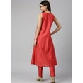 thumbnail image 6 of Janasya Indian Women's Red Art Silk Solid Kurta with Pant, 6 of 8