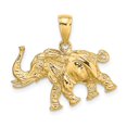 thumbnail image 1 of 14K Yellow Gold Textured Polished Finish 3-Dimensional Elephant With Tusk Charm Pendant, 1 of 5