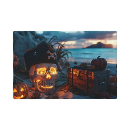 

Placemats Set of 4 Halloween Seaside Pumpkin Skeleton Place mats for Dining Table Indoor/Outdoor Cute Heat Resistant Washable Table Mats(18 x 12 )