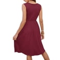 thumbnail image 4 of OutfitShow Women Summer Dresses V Neck Sleeveless Casual Flowy Sundresses Button Floral Midi Dress with Pockets, 4 of 7