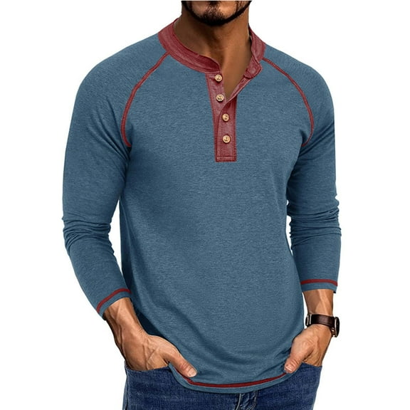 Men Clothing, Long Sleeve Shirts for Men Henley Button Down Big and Tall V Neck T Shirts Vintage Western Slim Fit Shirt Vintage Top