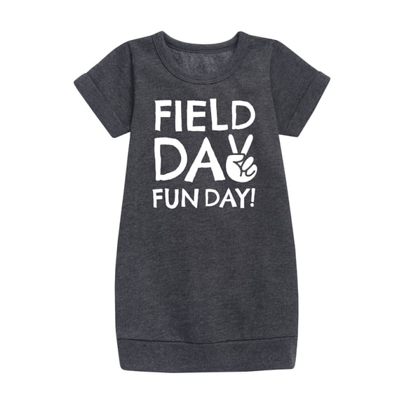 Instant Message - Field Day Fun Day Peace Sign - Toddler And Youth Girls Fleece Dress