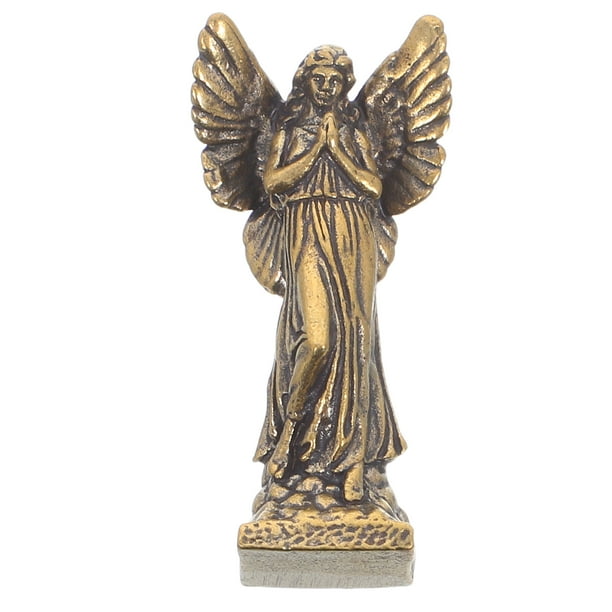 Estatua de ángel rezando: Figura navideña de ángel guardián - Escultura de latón de mesa, decoración religiosa para bautizo, boda, altar, amigos, familia, primera comunión