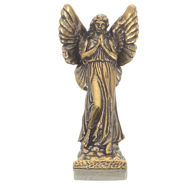 Estatua de ángel rezando: Figura navideña de ángel guardián - Escultura de latón de mesa, decoración religiosa para bautizo, boda, altar, amigos, familia, primera comunión