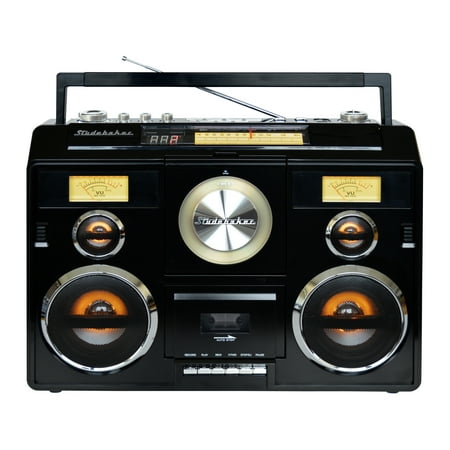 Studebaker - SB2140 Portable Stereo Boombox with Bluetooth/CD/AM-FM Radio/Cassette Recorder - Black