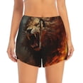 thumbnail image 2 of Gukieu Cool Flame Lion A Print Women's Sports Shorts with Drawstring Elastic Waistband for Running, Yoga, Fitness-X-Large, 2 of 7