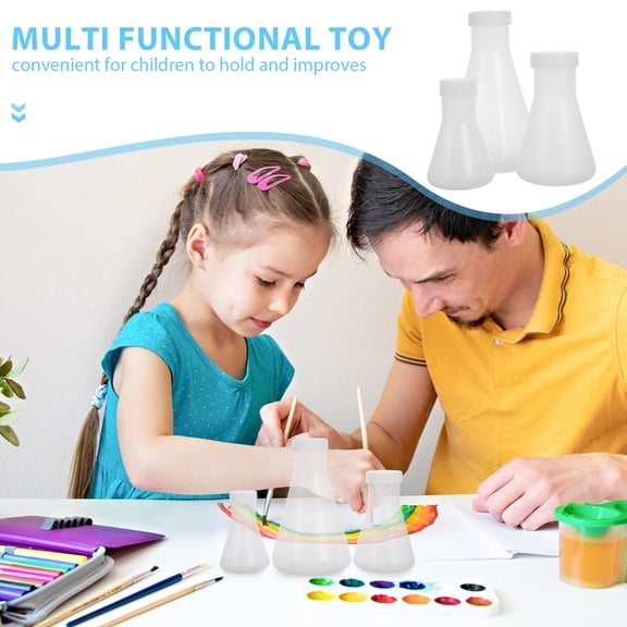 ELAYARD 3Pcs White Lab Conical Flask Plastic Erlenmeyer Flask Wide Mouth Design for Storage