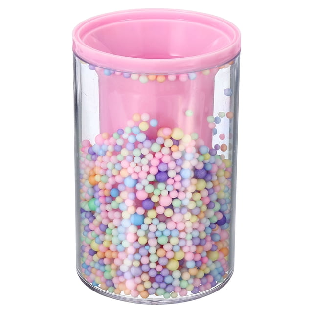 Soporte para lápices Uxcell, soporte de acrílico para cepillos de maquillaje, taza de almacenamiento, caddy de papelería, rosa