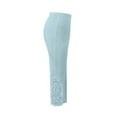 thumbnail image 6 of Tittly Capri Pants for Women Womens Leggings Fashion Casual Daily Lace Short Capri Pants Casual Solid High Waist Slim Pants Women's Capri Pants Womens Workout Bottoms Lounge Pants Women Blue M, 6 of 7