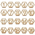 thumbnail image 1 of Números de mesa de madera, Fashionclubs 1-20 números de mesa de boda con base de soporte, forma hexagonal, perfecto para bodas, decoración, 1 of 5