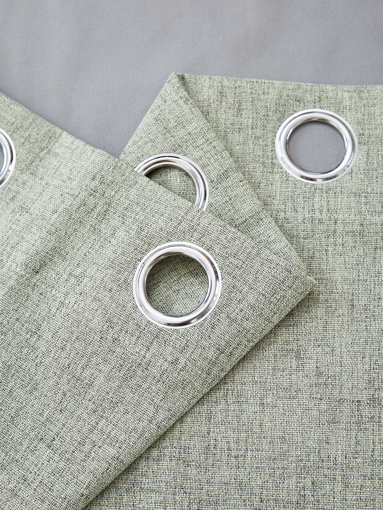 Namzi Linen Curtains 132*214CM- 1 slice Light Green Blackout, Thermal Insulated Window Drapes for Bedroom Living Room, Blackout Curtains for Privacy & Light Control