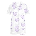 thumbnail image 2 of Jalioing Pajama Set for Women 2 Piece Heart Print Short Sleeve Button Down Shirt and Pajama Shorts Set Comfy Loungewear Set, 2 of 8