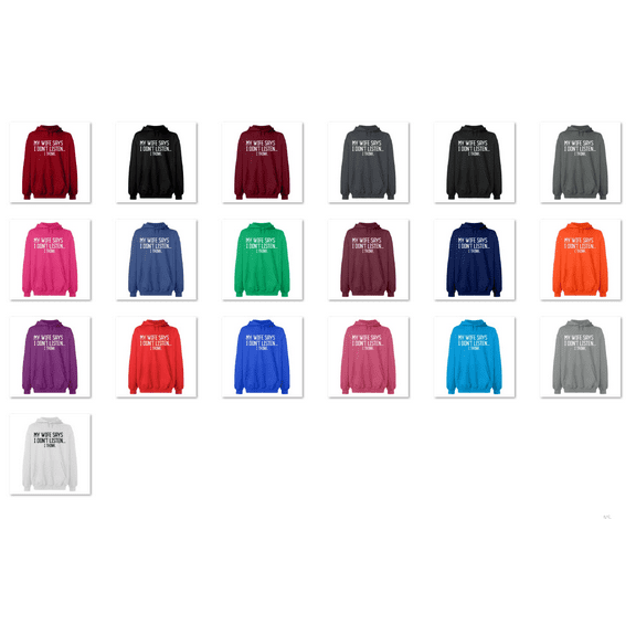 OXI Hoodie Sweatshirt - My Wife Says I Don't Listen, Basic Casual Hoodie for Men's and Women Fleece Hoodie Long Sleeve - Antiquee Cherry Small