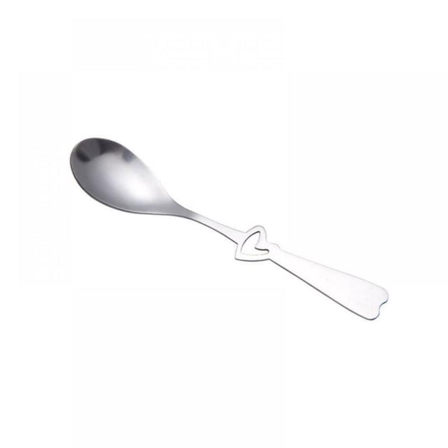 OUSITAID en Acier Inoxydable en Forme de Coeur Fourchette Longue Poignée Cuillère à Sucre Thé Café Dessert Couverts Cuillère à Café Cadeau de Saint Valentin