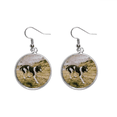 thumbnail image 1 of Dog Black White Animal Picture Ear Dangle Silver Drop Earring Jewelry Woman, 1 of 3