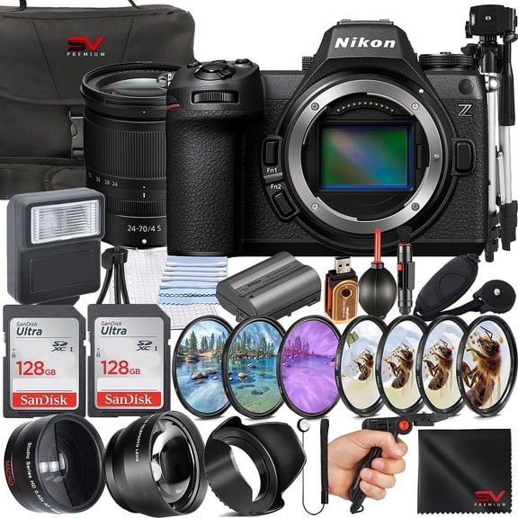 Nikon Z6III Mirrorless Camera with 24-70mm Lens   SanDisk 128GB Memory Card   Pistol Grip Tripod   SV Premium Accessory Bundle (International Version)