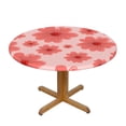 thumbnail image 2 of YFYANG Round Fitted Table Cloth, Waterproof Pink Floral Pattern Polyester Table Cover, Indoor Outdoor Decorative Tablecloths with Elastic Edge, 2 of 7