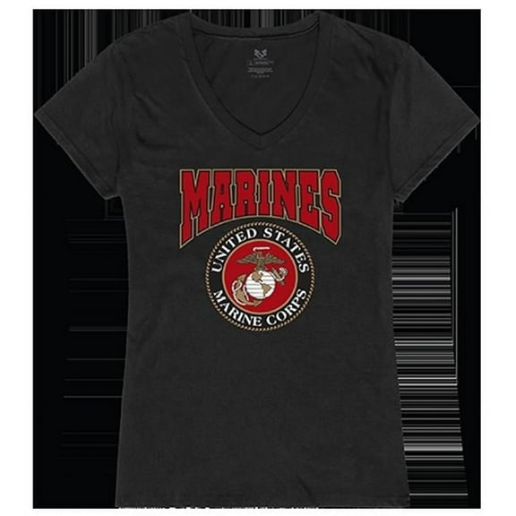 Rapid Dominance Marines Graphic V-Neck T-Shirt, Black - Large