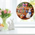 thumbnail image 1 of Fwttom Easter Decorations Easter Decorative Door Hanger Wooden Hanging Sign With Colorful Egg And Rabbits Print Large Size Holiday Door Decoration Suitable For Easter, 1 of 6