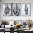 thumbnail image 1 of Art Modern Poster Set of 3 - 3D Metal Figure Statue Art Love Heart Kiss Pictures Wall Art Decoration - Without Frame - Wall Decoration Wall Living Roo, 1 of 5