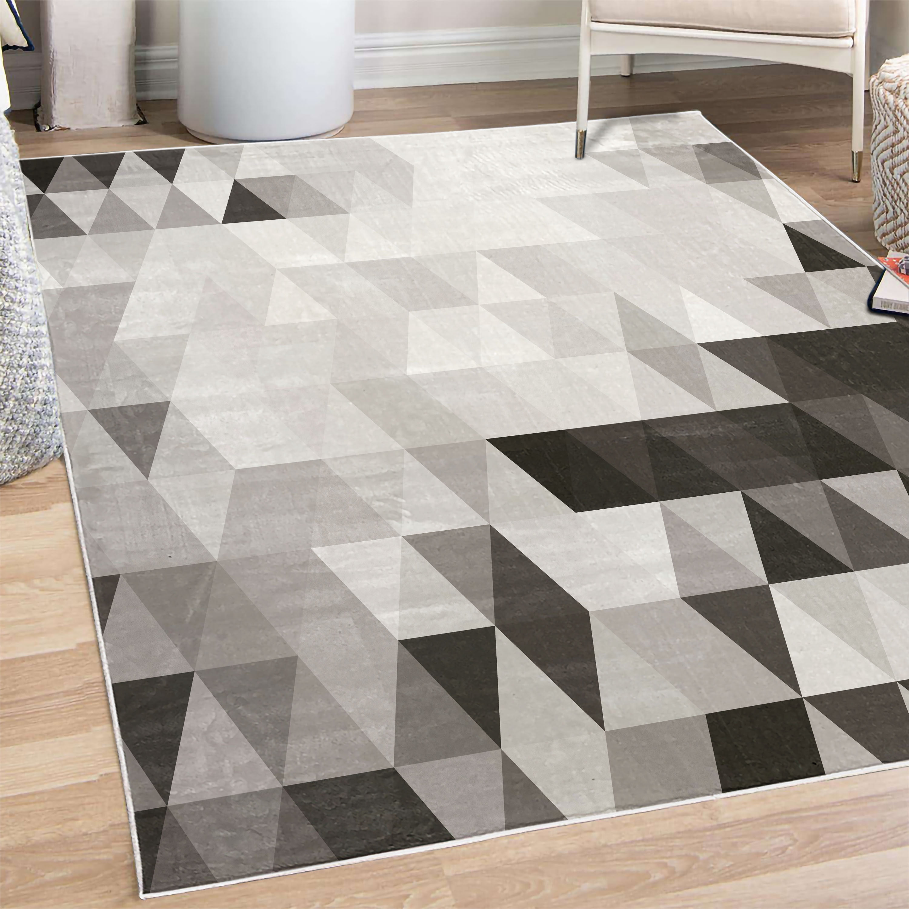 Geometric Rugs Triangles Geometric Decorative Rug, Triangle Mosaic Shapes Patterns with Abstract ...