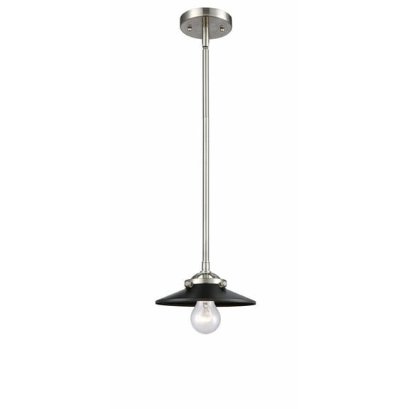 Innovations 284-1S-SN-M6-BK-LED Railroad 1 Light Mini Pendant part of the Nouveau Collection, Brushed Satin Nickel