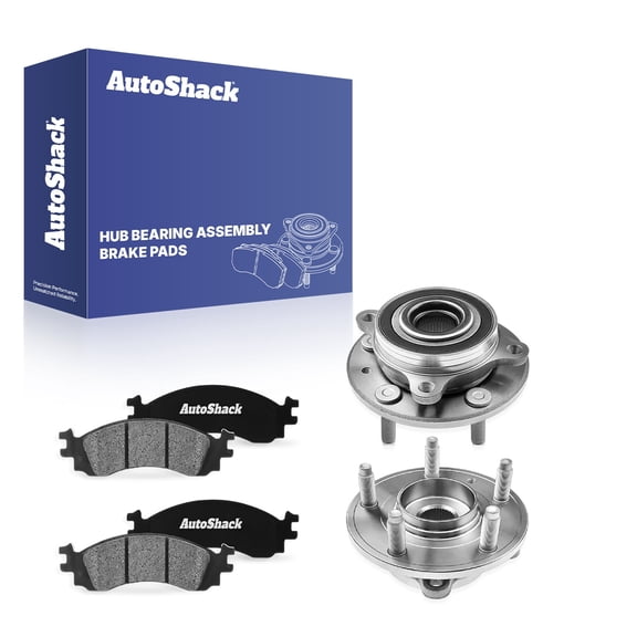 AutoShack Front Ceramic Brake Pads   Wheel Hub Bearing Assemblies with ABS Replacement for 2010-2012 Ford Taurus 6-PC Kit