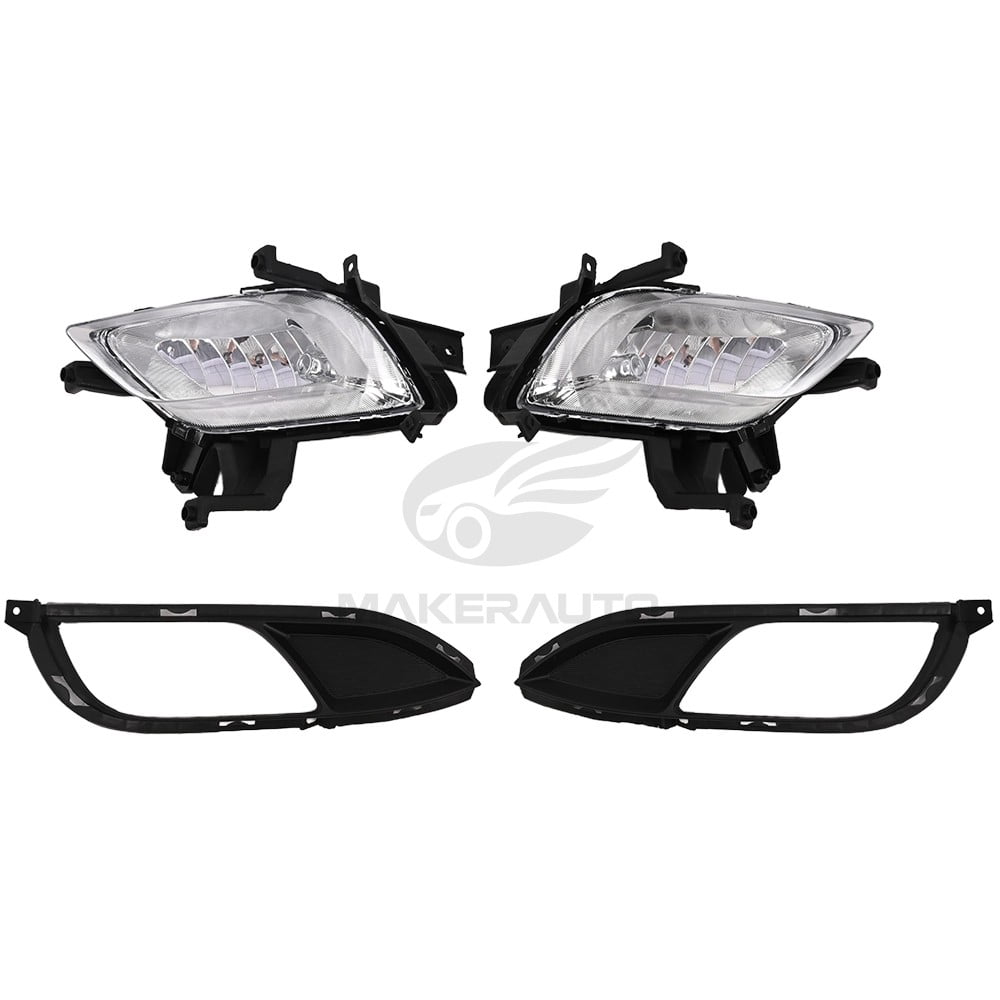 Fog Lights Bezels Trim Lamp Assembly with Bulbs for 2014-2016 Kia Forte