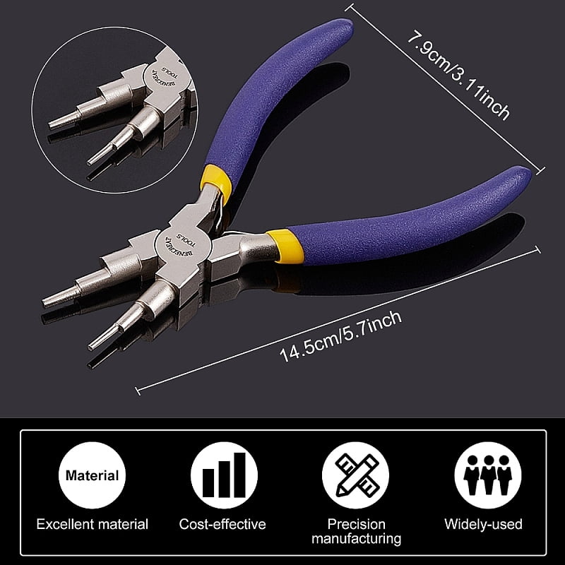 DIY Wire Wrapped Jewelry Making Kits Including Copper Wire and Carbon Steel Round Nose Pliers Golden 18 Gauge 1mm about 10m/roll 1roll/set